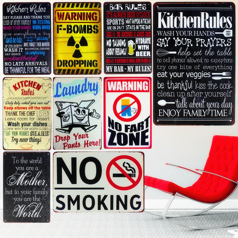 NO FART ZONE Vintage Wall Stickers Metal Tin Signs Art