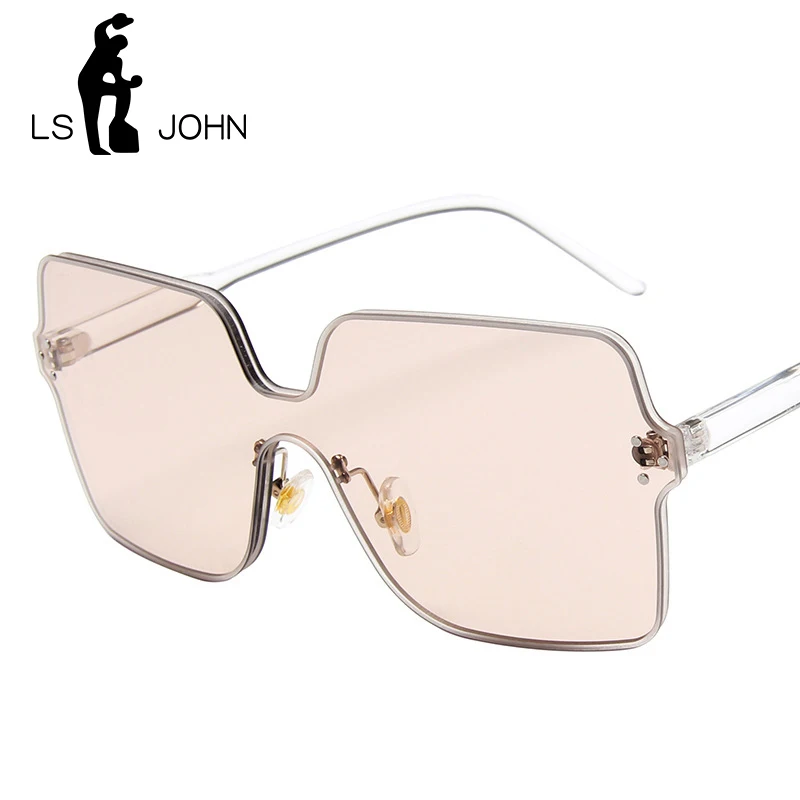 

LS JOHN 2019 New Rimless Square Sunglasses Women Brand Designer Big Oversized Candy Color Sun Glasses Female Oculos de sol UV400