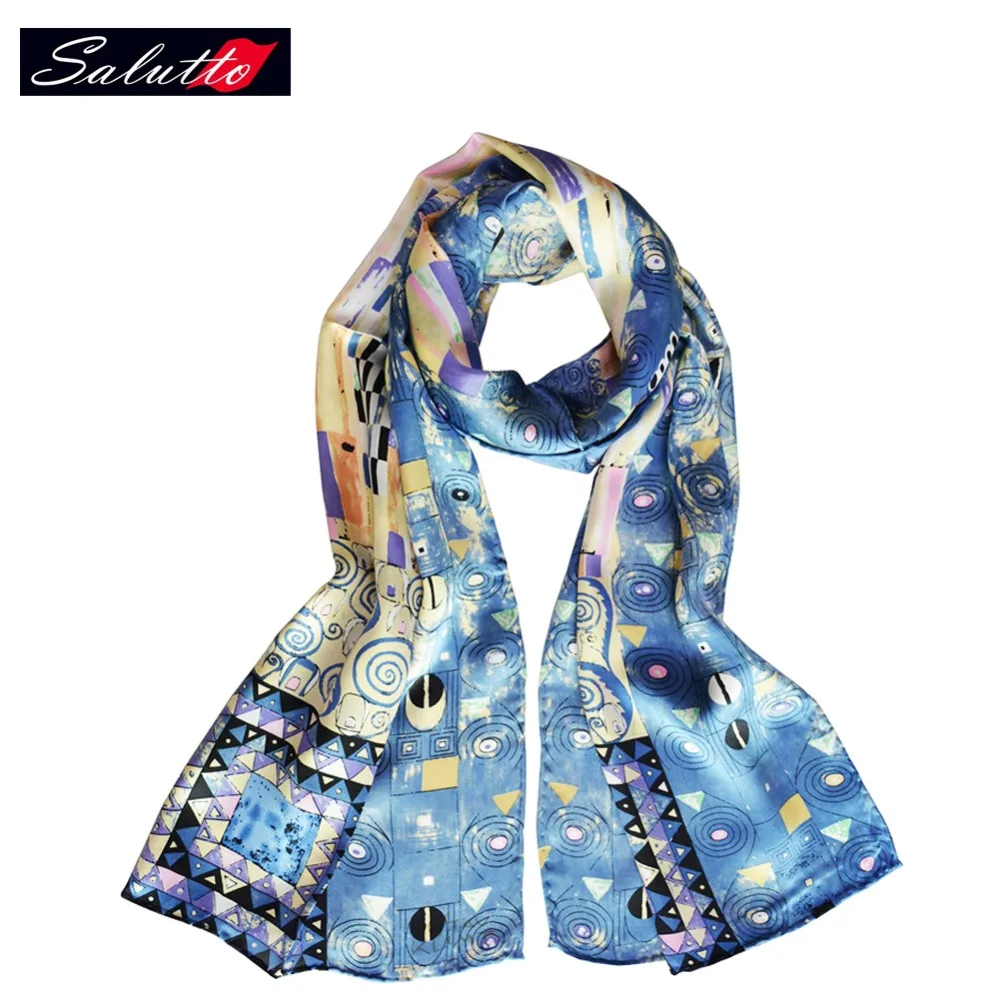 

Salutto 100% Silk Scarf Women Van Gogh Painting High Quality Brand Fashion Paragraph Shawl Shawls Marcas Bufandas Cachecol