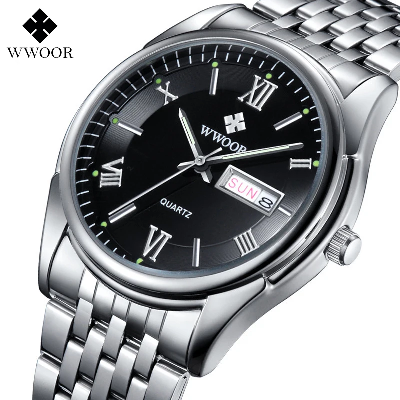 Goede Wwoor topmerk mannen horloges auto datum rvs back light uur sport horloge mannen casual quartz klok business polshorloge