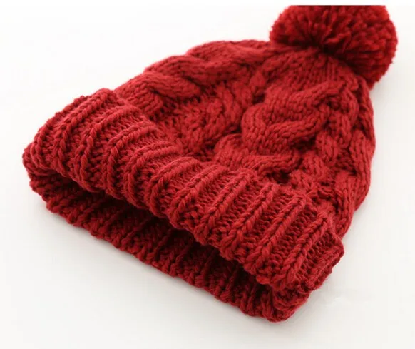 BomHCS толстое шерстяное плетеное универсальная Вязаная Шапка-бини женская зимняя вязаная шапка ручной работы