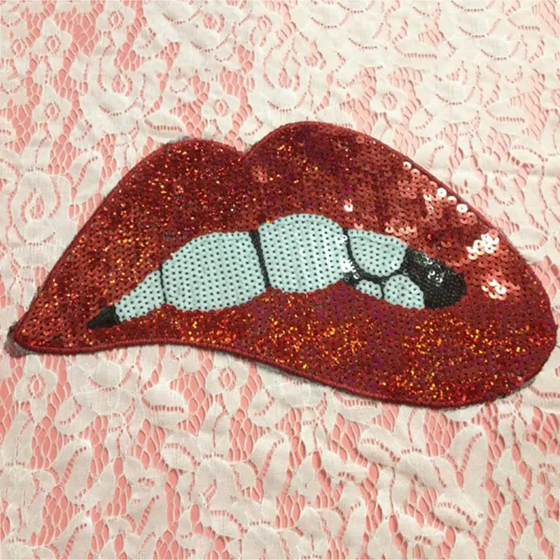Новинка DIY B^ ig re^ d губы заплатки «губы» аппликация шитье ручной работы Bl^ ing Bling нашивка с блестками для одежды вышитая вышивка