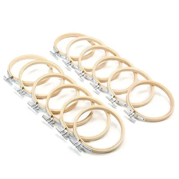 Günstige Stickerei Kreis Set Hoops Kreuz Hoop Ring Holz Runde Einstellbare Bambus Hoops für Kunst Handwerk Handlich Nähen kit (12pc 4 zoll)