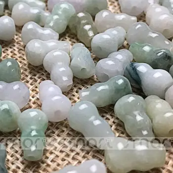 

Waxy White Grade A Natural Burma Jade Gemstone Calabash Shape Loose Beads 6x9mm