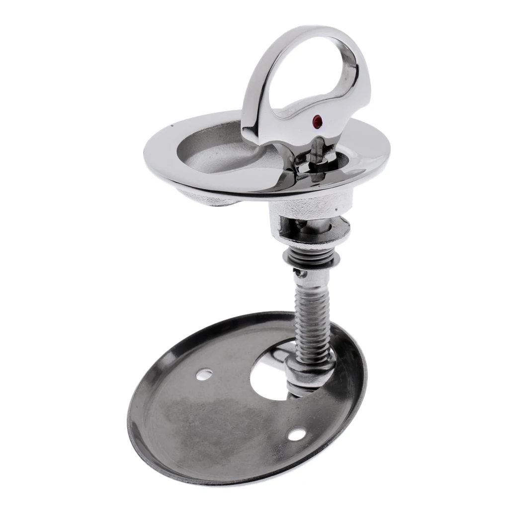 63mm Silver Boat Floor Buckle Hatch Latch Flush Turning Lift Handle 316 Stainless Steel Locking Marine Hardware