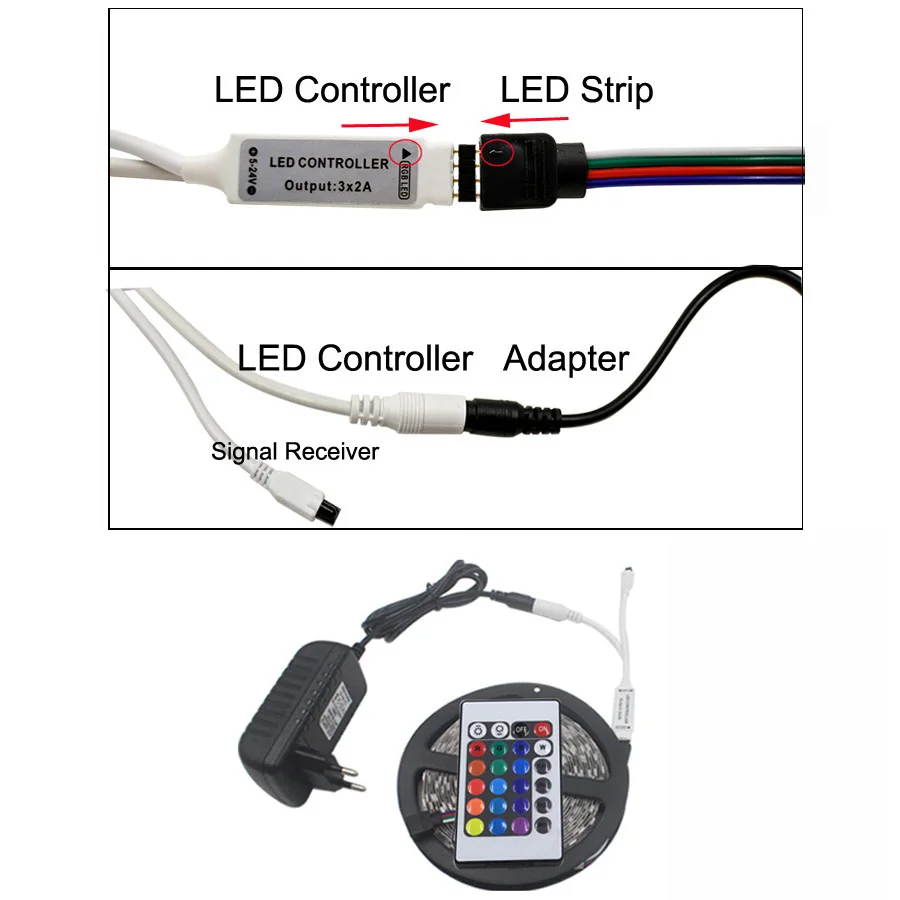Wifi Светодиодный светильник 10 м 5 м SMD RGB 2835 5050 диодный светодиодный ленточный Водонепроницаемый светодиодный скотч и пульт дистанционного управления с адаптером