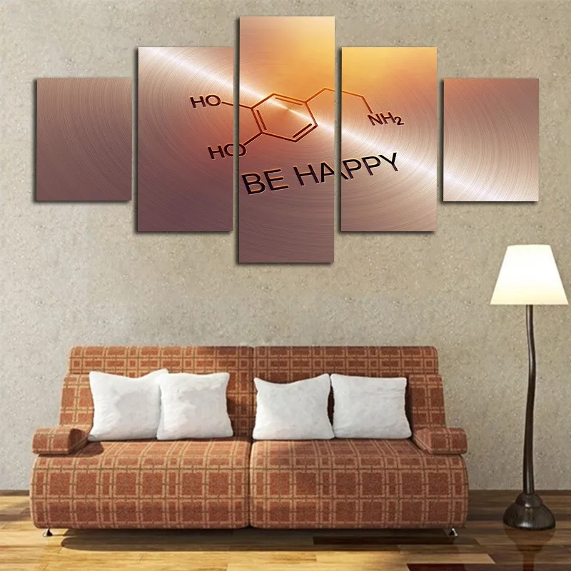 

Be Happy Spirit Words Not Framed Painting Modern Poster HD Printing Living Room Decor Picture 5 Panels Creative Canvas Wall Art