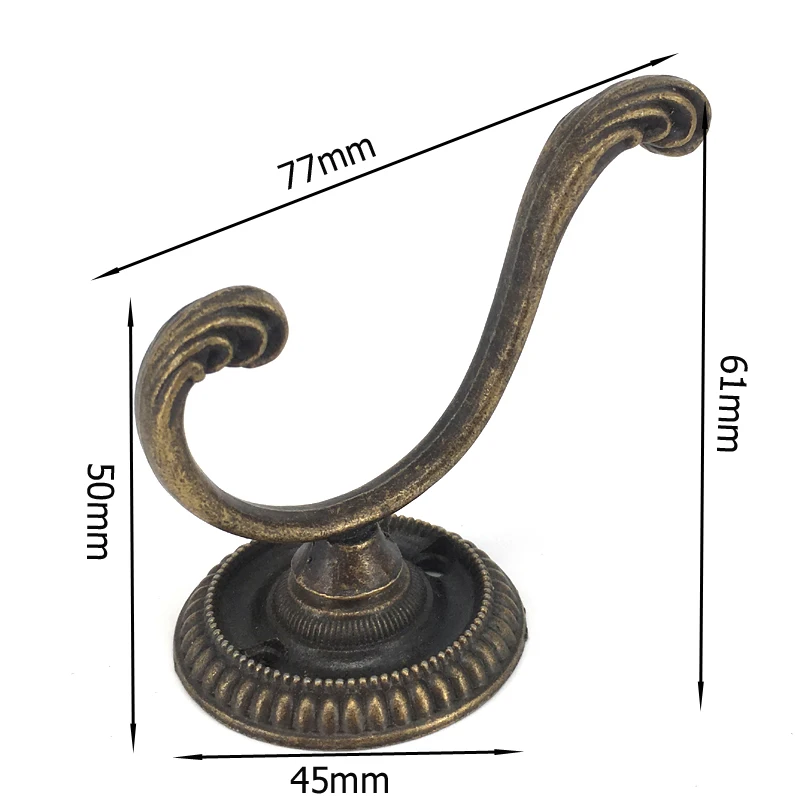 5 шт. 77 мм античный стиль пальто и шляпа металлический Бронзовый настенный крючок вешалка для халатов декоративная фурнитура для мебели