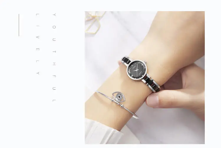 SINOBI, новинка, женские часы, цветочный принт, бриллиант, черный/белый, маленький циферблат, элегантные, Япония, импортные, кварцевые часы, браслет, женские часы