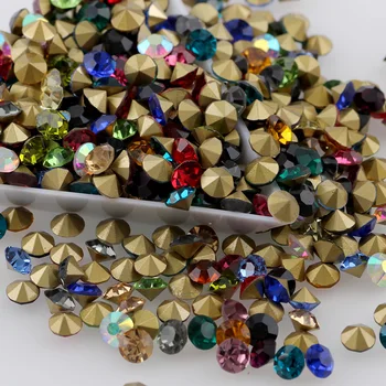 

SS5-SS38 Mix Colors Nail Art Pointback Glass Round Rhinestone Glue On Rhinestones For DIY Nail Art Jewelry