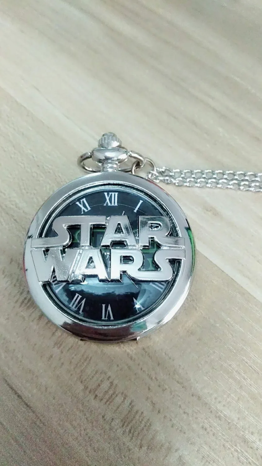 Звездные войны дизайн серебряные кварцевые карманные часы
