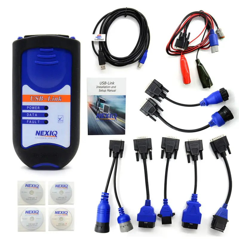 Auto Heavy Duty Truck Diagnostic Tool Scanner tool NEXIQ 125032 USB Link Diesel Truck Diagnose 9pcs Adapter Connector Cable