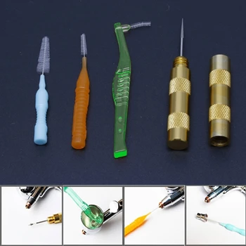 

OOTDTY 4 Pcs Cleaning Airbrush Cleaner Nozzle Spray Gun Repair Needle Brush Kit Tool Set High Quality
