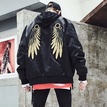 

Gold Wing Hip Hop Bomber Jackets Men Streetwear Jacket Punk Rave Rock Big Mens Jackets Mont Manteau Steampunk Mens Clothing 5J23