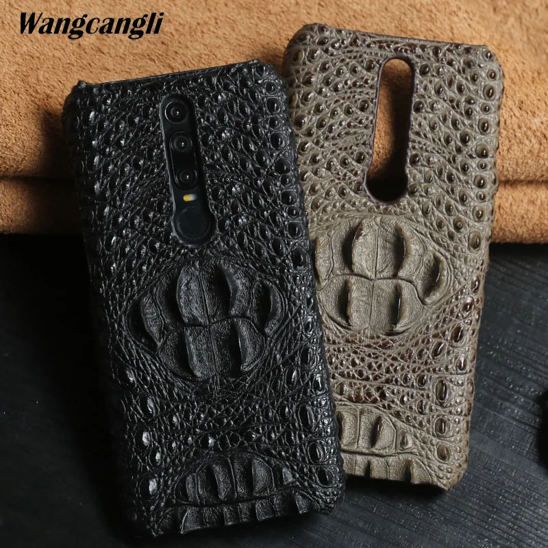 

Wangcangli crocodile back pattern Cowhide phone case for Huawei P20 lite phone case Genuine leather phone protection case
