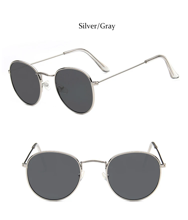 Small Round Sunglasses Men Retro Mirror Sunglasses Designer Brand Luxury Classic Shades For Women Metal Eyewear Cute Pink Glass