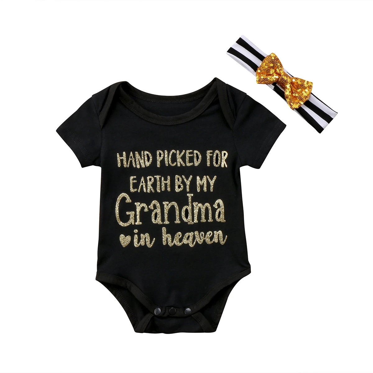 

Newborn Baby Girls Grandpa&Grandma Bodysuit Playsuit Sunsuit+Headband Outfit Clothes