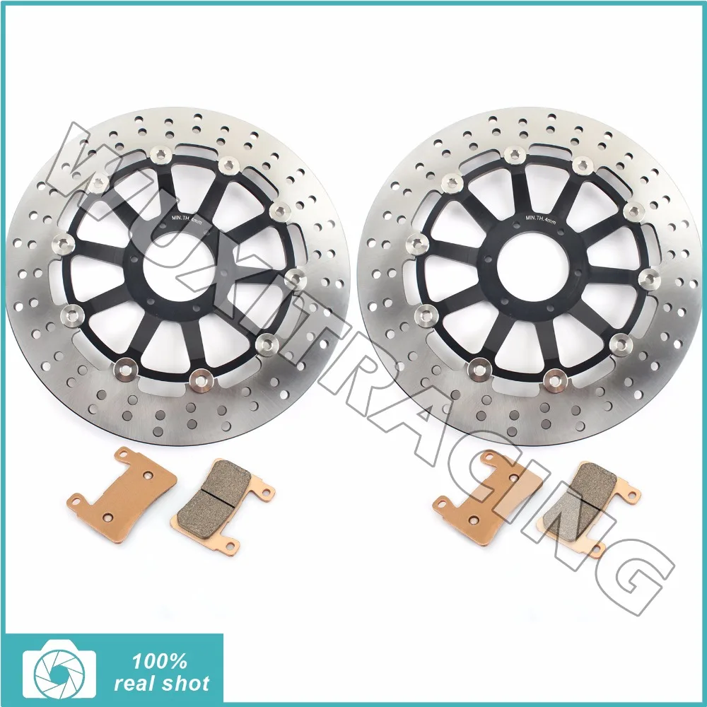 Pair Front Brake Discs Rotors Pads For Honda CBR 600 F SuperSport F4 99 
