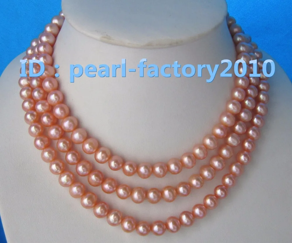 

50" AAA 8-9MM SOUTH SEA NATURAL GOLD PINK PEARL NECKLACE 14KCLASP