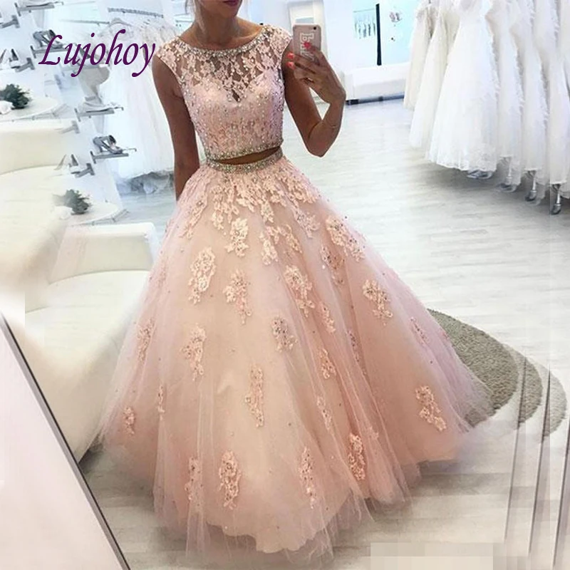 Roze Kant Jurken Baljurk Plus Size Twee 2 Stuk 15 jaar oude Zestien Zoete 16 Jurk Prom debutante Roze Kant Jurken Baljurk Plus Size Twee 2 Stuk 15 jaar oude Zestien Zoete 16 Jurk Prom debutante
