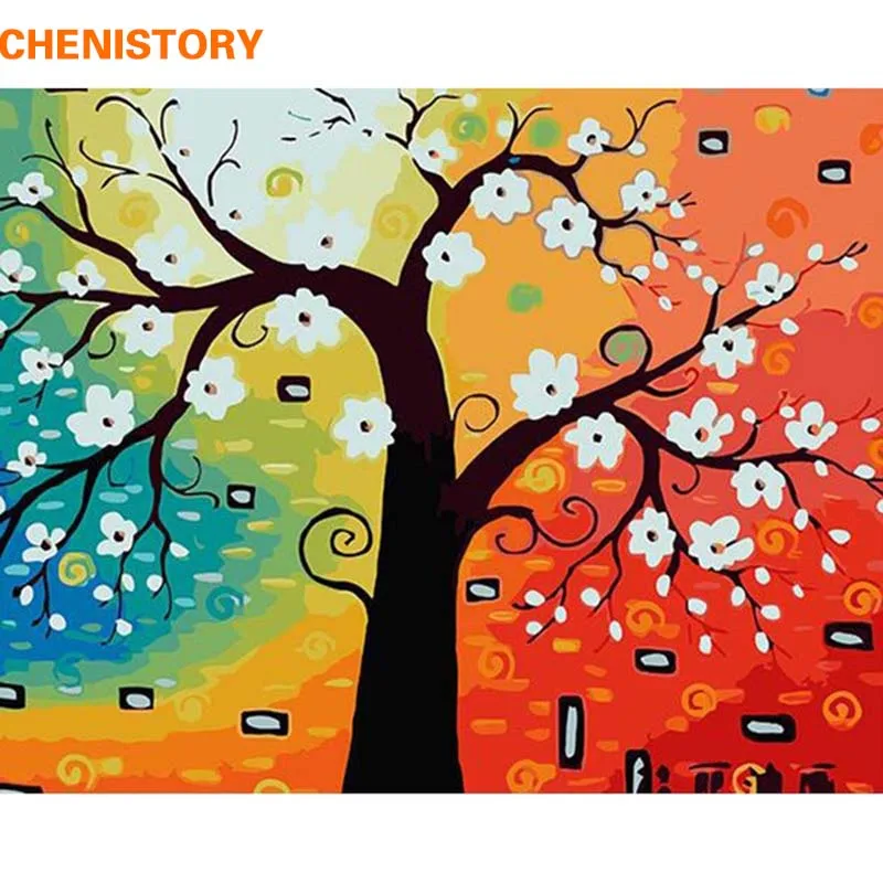 

CHENISTORY Rich Tree Abstract Painting Acrylic Picture Diy Digital Oil Painting By Numbers Kits Drawing On Canvas For Home Decor