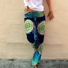 Винтажные женские штаны с этническим принтом,, широкие штаны, свободные прямые брюки с низкой талией, 4XL, штаны для йоги, женские леггинсы для пилатеса