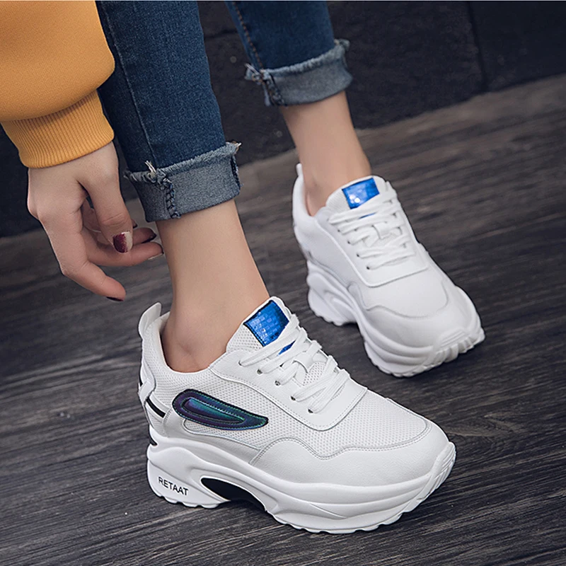 

Women Chunky Sneakers 2019 New Summer Breathable Flats Platform Increased Woman Running Shoes Ladies Footwear Sapatos Feminino