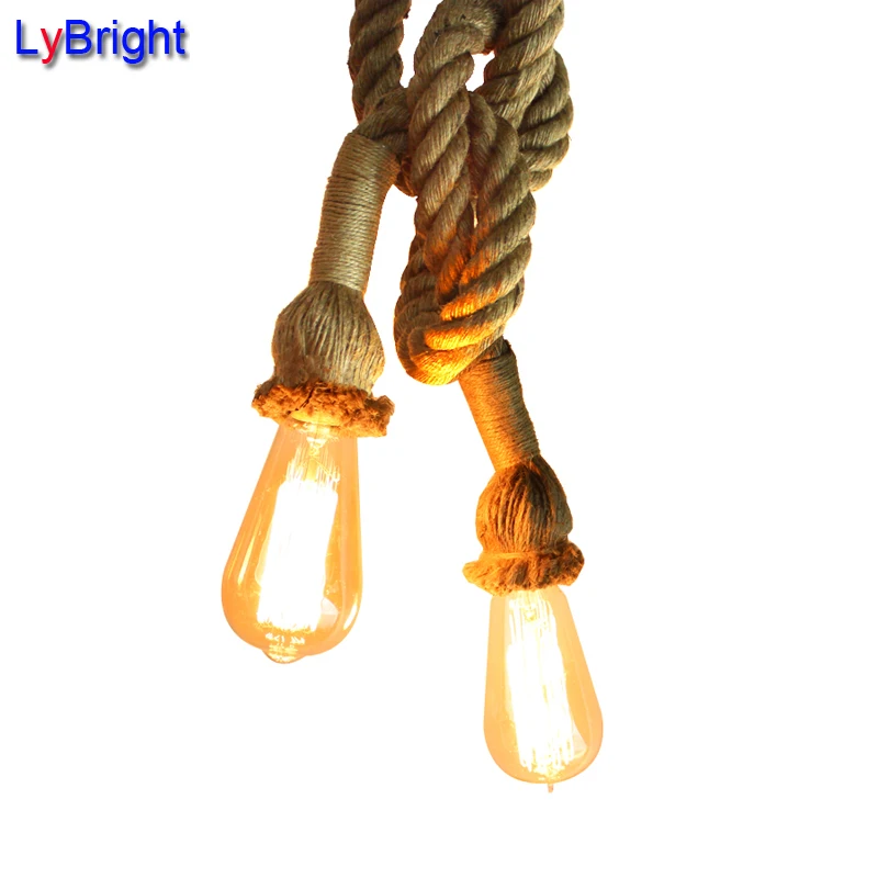 Vintage Rope Pendant Light Lamp Loft Creative Personality Industrial