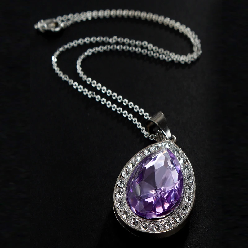 

2017 Retail 1PC Sofia Amulet Purple/Pink Water Drop Chain Necklace for Kids Girls Dress Up Jewelry