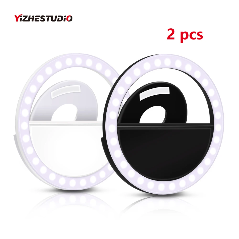 

Yizhestudio 2PCS USB Charge Portable Ring Light Flash Led for Photography LED Selfie Ring Light Enhancing for Phone Computer