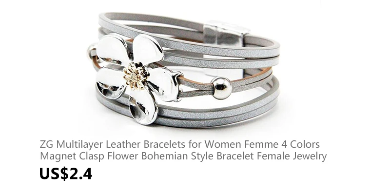 ZG Многослойные Кожаные женские ювелирные изделия с подвески серебряного цвета Хрустальный Браслет 5 цветов для зимнего дизайна