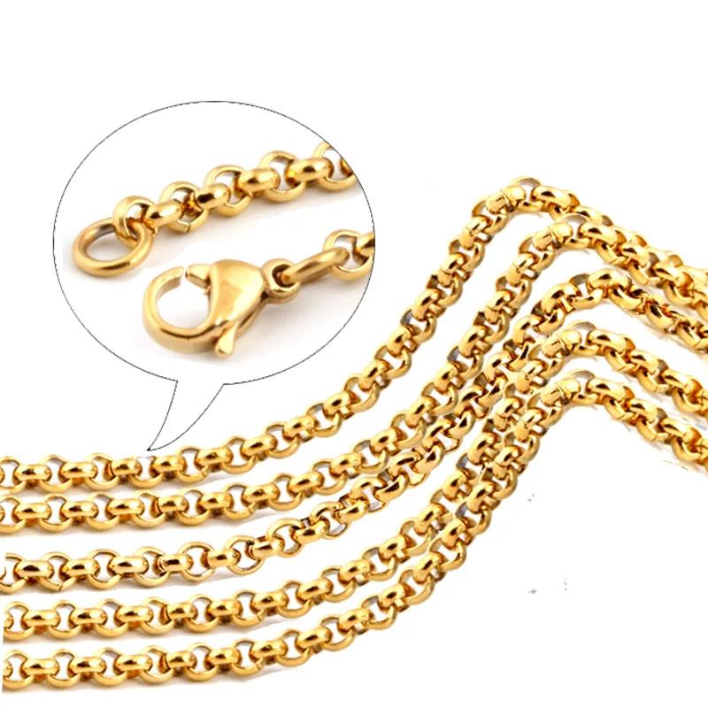 FairLadyHood 10pcs/lot Stainless Steel Round Link Chain Necklace 2mm