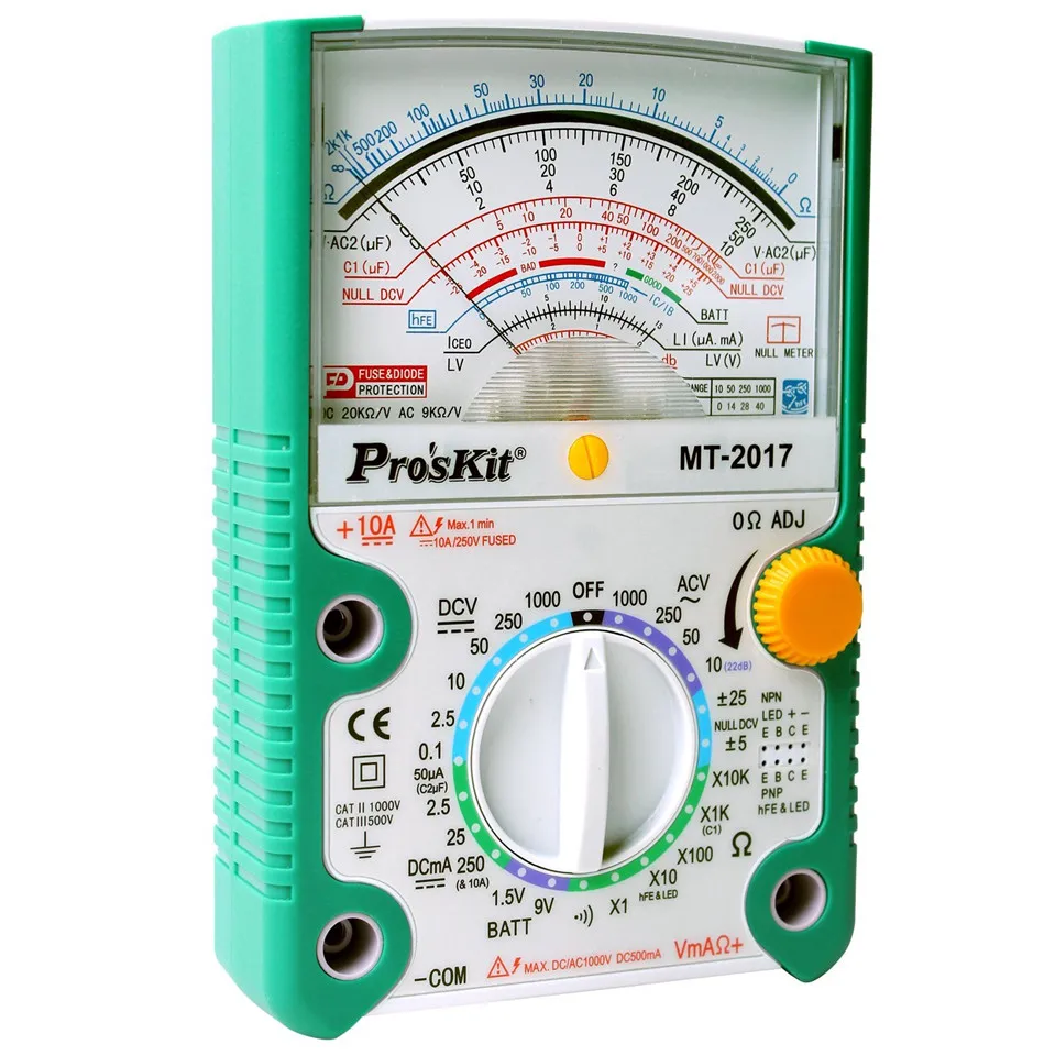

MT-2017 Analog Multimeter Safety Standard Professional Ohm Test Meter DC AC Voltage Current Resistance Analog Multimeter
