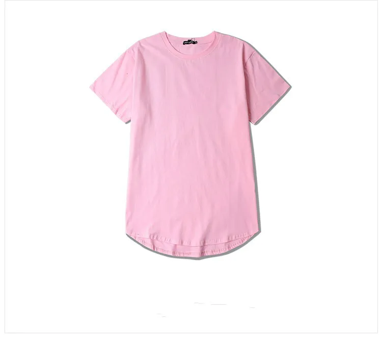 New Curved Hem Hip Hop T-shirt Men Urban Kpop Extended T shirt Plain Longline Mens Tee Shirts Male Clothes Justin Bieber Kanye