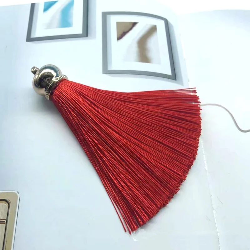 6 шт. Высококачественная шелковая металлическая Кепка мини-кисточки домашний текстильный занавес одежда подвеска для изготовления ожерелья подвески ремесленные кисточки - Цвет: Red