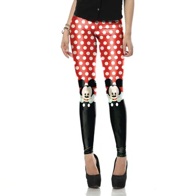 Disney Stretch Pants Mickey Mouse Printed Tight Hip Lift Women Ankle-Length Leggings Fitness High Waist Elastic Push Up Trousers