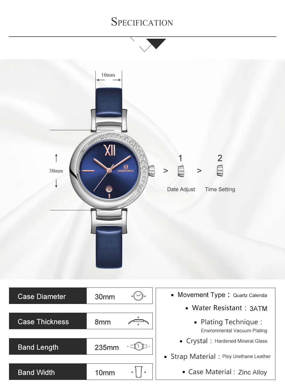 NAVIFORCE женские часы лучший бренд класса люкс Женские простые кожаные часы женские модные водонепроницаемые кварцевые наручные часы Reloj Mujer