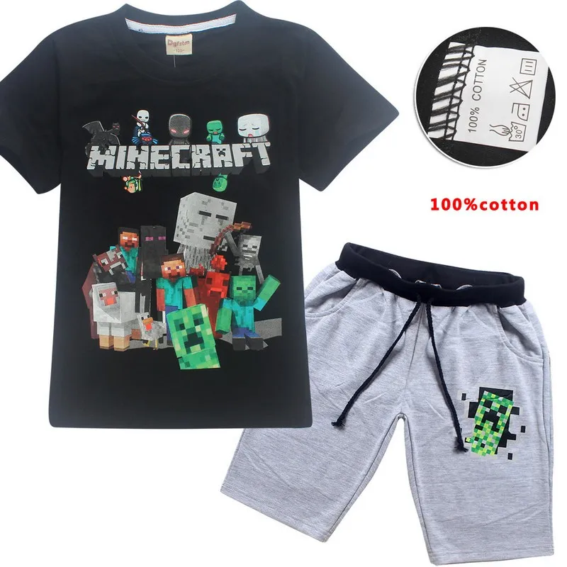 New Summer T-shirt + Shorts 2 Pieces Minecraft Suit Short Shirt Casual T-shirt + Baby Pants Set Baby Boys Clothing Set Tops New Summer T-shirt + Shorts 2 Pieces Minecraft Suit Short Shirt Casual T-shirt + Baby Pants Set Baby Boys Clothing Set Tops