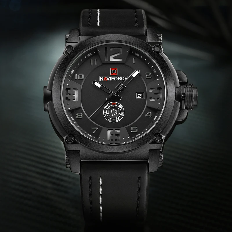 NAVIFORCE 9099 мужские часы лучший бренд роскошные спортивные кварцевые с кожаным
