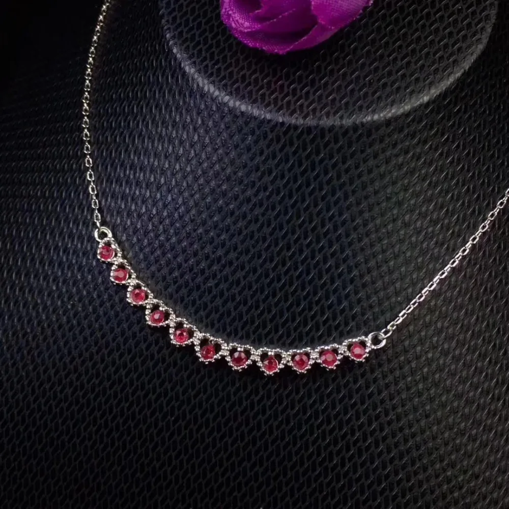 С натуральным красным Рубином ожерелье с камнем натуральный драгоценный кулон Цепочки и ожерелья S925 Щепка Романтический нежного персикового понравится девушкам, вечерние, подарок, ювелирное изделие