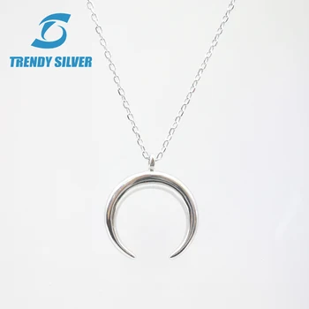 

925 silver jewelry pendant necklace for women gift Half Moon OX Horn cubic zircon free shipping Valentine's gift TSCST372