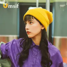Новинка, Зимние Женские однотонные вязаные шапки, женские кашемировые шапки для женщин, шапки и шапки, шерстяные теплые шапки для девочек
