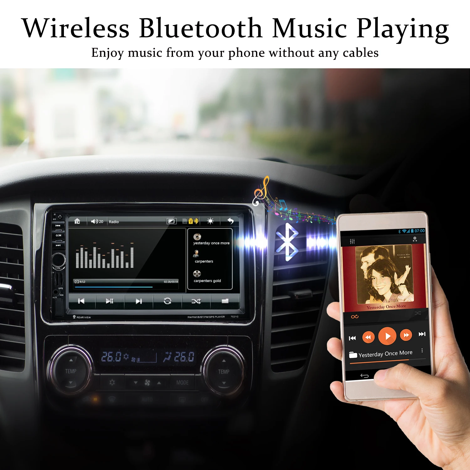 " сенсорный экран 7021G Автомобильный Bluetooth MP5 плеер gps навигация поддержка TF USB AUX FM радио камера заднего вида рулевое колесо управление