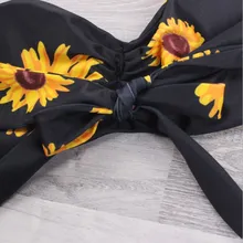 Women Bikini Strapless Sunflower Black
