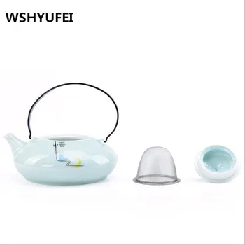 

550ml ceramic teapot stainless steel filter iron handle large porcelain teapot water filter bottle ceramics china