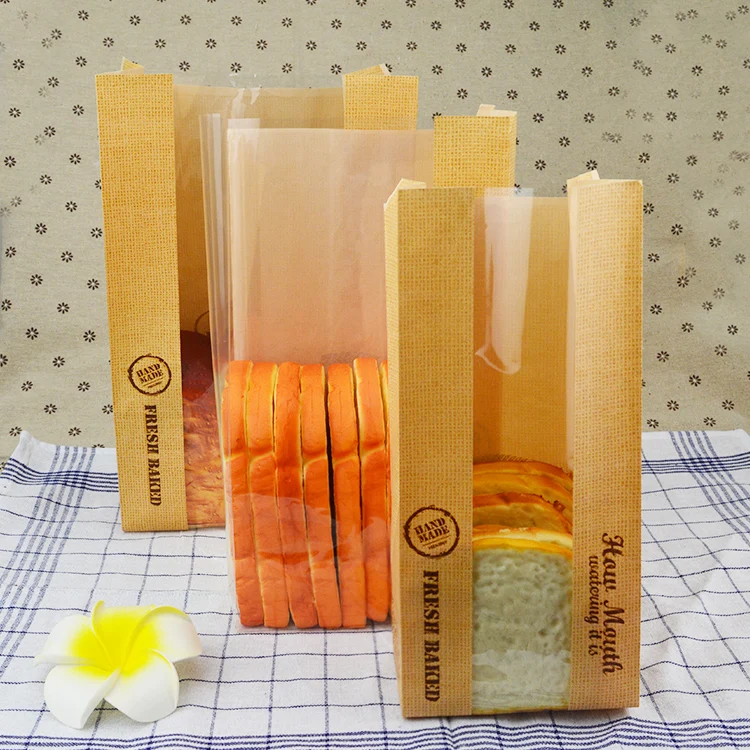 

100pcs Kraft paper toast bread packing bag,party snack bag,Oil film bag,Multi dimension selection,free shipping