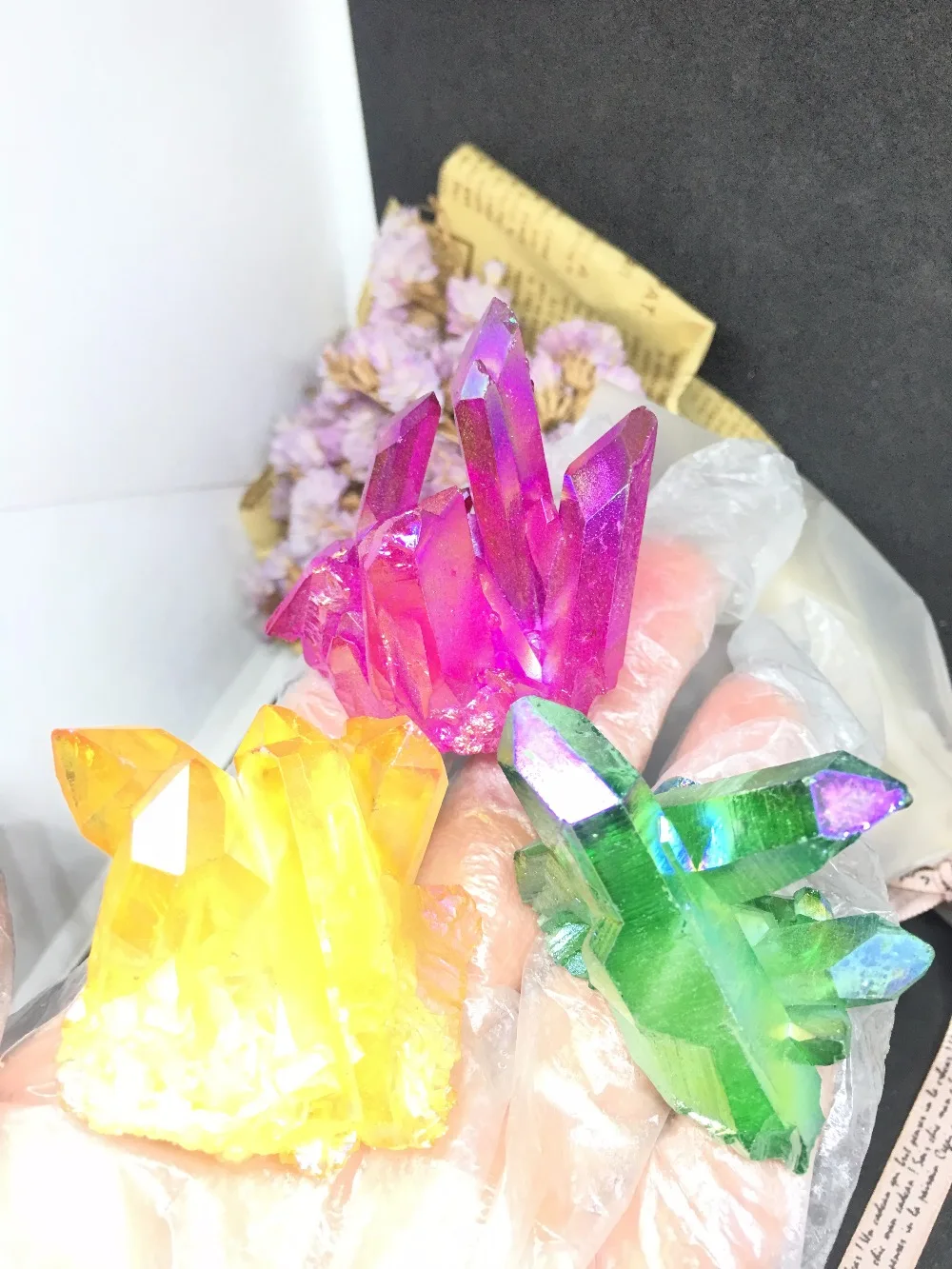 

Natural beautiful reiki quartz crystal bismuth titanium cluster specimen