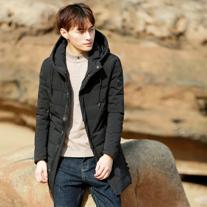 The eye in the long coat purification 2016 male Hooded Winter new slim padded coat thick cotton padded jacket