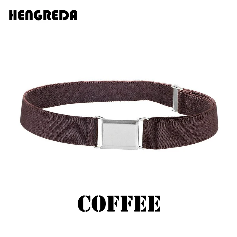 Coffee Холщовый ремень для мальчиков, детский модный ремень с пряжкой из сплава для мужчин, регулируемые эластичные детские ремни, 11 цветов, 77*2,5 см - Цвет: Coffee