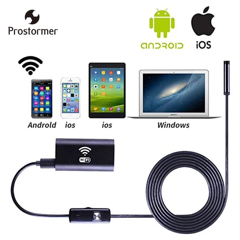 

PROSTORMER 1080x720P Digital WiFi Endoscope Borescope Snake Inspection Camera Soft Wire for Windows System Android and ios 2